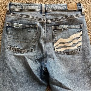 Distressed hand painted pocket size 6 jeans